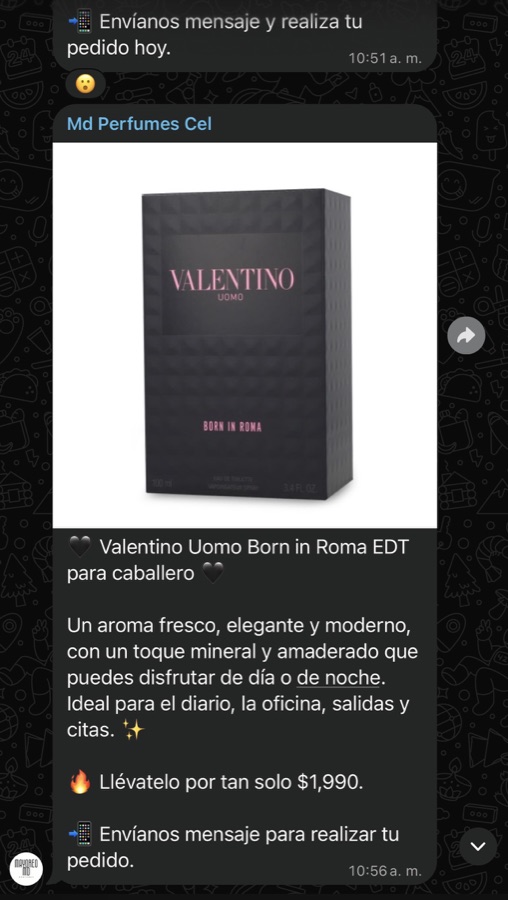 Captura real de una publicación del grupo de WhatsApp de MD Mayoreo